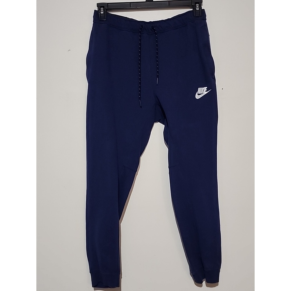 Nike Club Joggers Mens M Blue AV15 Sweatpants Tapered Zipper Pockets